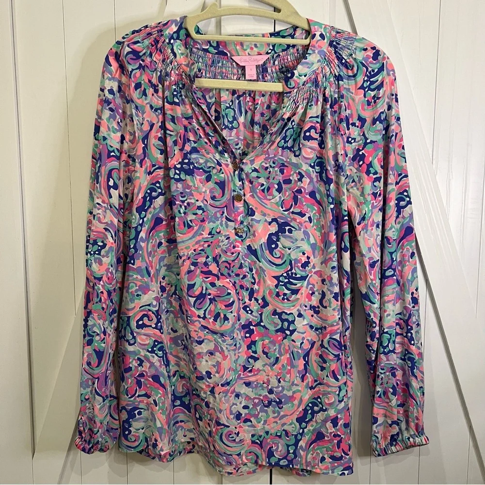 Lilly Pulitzer Elsa Silk Long Sleeve Blouse